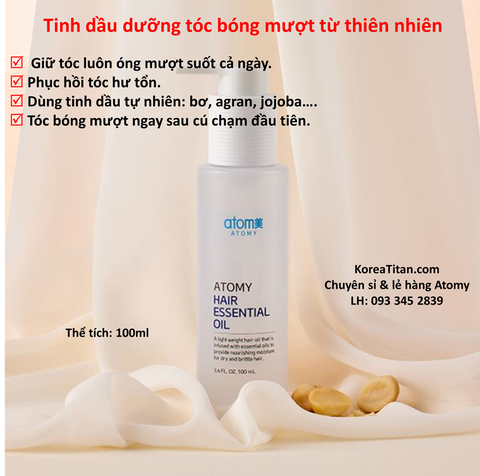 Tinh dầu của 6 loại thực vật giữ ẩm, bảo vệ và dưỡng tóc bóng mượt, chắc khoẻ giàu sức sống 100ml -  Atomy hair essential oil - 애터미 헤어 에센셜 오일 - Атоми Масло для Волос
