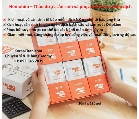 HemoHIM kích thích và sản sinh tế bào miễn dịch NK, cytokine cùng các tế bào bạch cầu từ tuỷ sống  giúp phục hồi cơ thể suy nhược nhanh chóng  (20ml x 120 gói)– Atomy Hemohim Large - 애터미 헤모힘 - Атоми ХемоХИМ