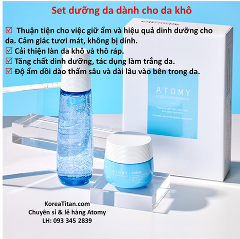  Set dưỡng trắng da và dưỡng ẩm cao gồm 1 chai tinh chất dưỡng và 1 hộp kem dưỡng trắng - Atomy Hydra Brightening Care Set - 애터미 하이드라 브라이트닝 케어 세트 - Набор для ухода за осветляющим эффектом Atomy Hydra