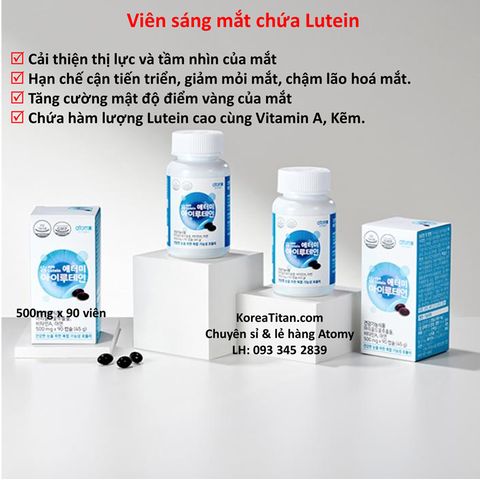 Viên uống sáng mắt chứa Vitamin A, Kẽm và tăng cường hàm lượng Lutein cao giúp cải thiện chức năng mắt nhanh chóng, bền vững ( 500mg x 90 viên - Atomy Eye Lutein - 애터미 아이루테인 ) - Атоми Ай Лютеин