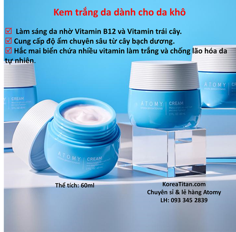 Kem dưỡng ẩm và làm trắng da tự nhiên từ Vitamin B12 chiết xuất hắc mai biển 60ml - Atomy Hydra Brightening Cream 애터미 하이드라 브라이트닝 크림  - Атоми Гидра Сияние Крем