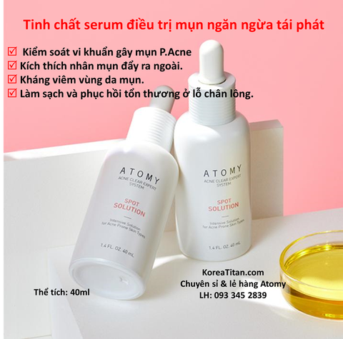 Tinh chất chuyên trị mụn trứng cá, đầu đen, đẩy nhân mụn ra ngoài và kiểm soát vi khuẩn gây mụn   40ml- Atomy Acne Clear Expert System Spot Solution - 40ml - 애터미 아크네 클리어 스팟 솔루션  - Атоми Акне Эксперт Концентрат