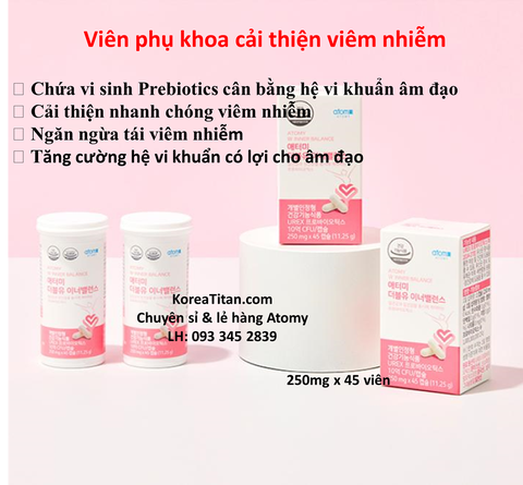Viên phụ khoa giúp cân bằng vi sinh âm đạo, tăng vi khuẩn có lợi, diệt vi khuẩn gây bệnh viêm nhiễm, nấm, mùi hôi và ngăn ngừa tái phát (250mg x 45 viên) - Atomy Winner Balance  - 애터미 위너 밸런스 - Победитель баланса Atomy