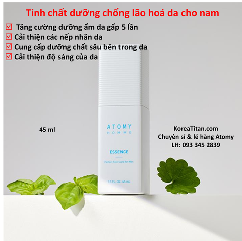 Tinh chất cung cấp dinh dưỡng làm giảm nếp nhăn và làm trắng đậm đặc mà không bết dính dành riêng cho nam (45ml)- Atomy Homme Essence For Men - 애터미 옴므 에센스 - Эссенция Atomy Homme