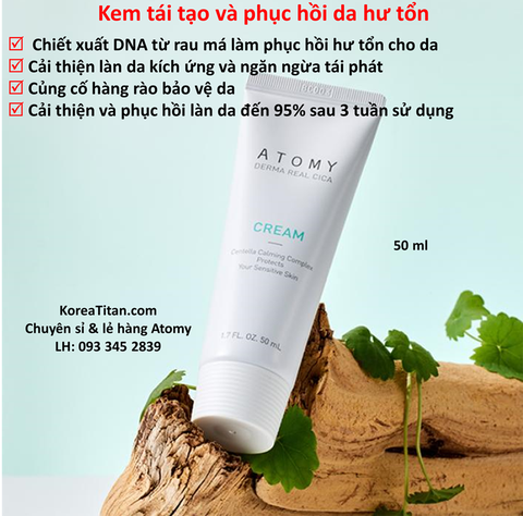 Kem dưỡng phục hồi da kích ứng và củng cố cấu trúc bảo vệ da chiết xuqất từ DNA rau má 50ml- Atomy Derma Real Cica Cream - 애터미 더마 리얼 시카 크림 - Атоми Центелла Крем