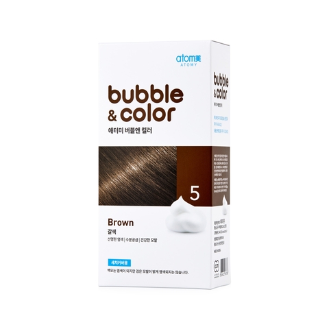 Dầu gội nhuộm phủ bạc tại nhà bền màu và mềm mại tóc số 5 (màu nâu) - Atomy Bubble & Color  5 - 버블앤 컬러 (1제 30ml/2제 50ml) - Atomy Bubble и цвет