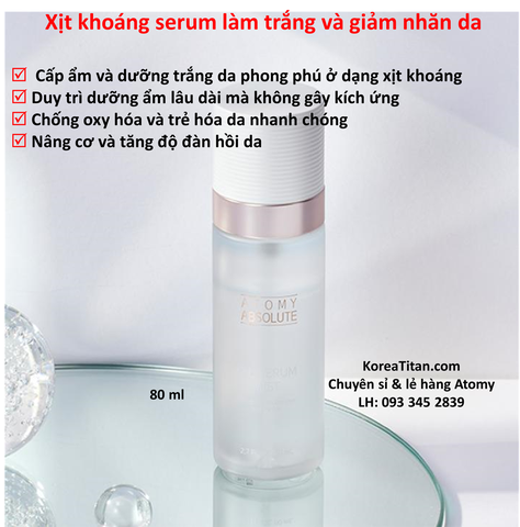 Serum dạng xịt khoáng chứa peptide làm trắng da và cải thiện nếp nhăn nhanh chóng 80 ml  - Atomy Absolute Oil Serum Mist 80 ml - 애터미 앱솔루트 오일 세럼 미스트 - Atomy Absolute Oil Сыворотка-спрей