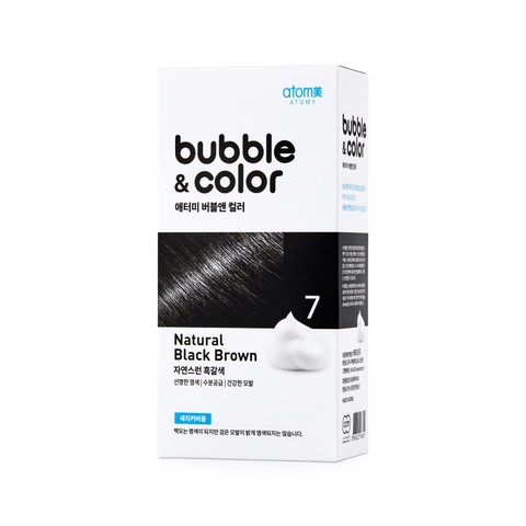 Dầu gội nhuộm phủ bạc tại nhà bền màu và mềm mại tóc số 7 (màu đen) - Atomy Bubble & Color  7 - 버블앤 컬러 (1제 30ml/2제 50ml) - Atomy Bubble и цвет