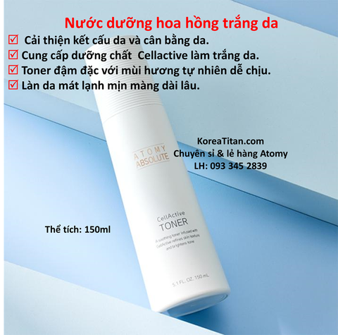 Nước dưỡng hoa hồng cân bằng và làm trắng da nhanh chóng (trong set 6) - Atomy Absolute Cellactive Toner 150 ml - 애터미 앱솔루트 셀랙티브 토너 - Атоми СеллАктив Тонер