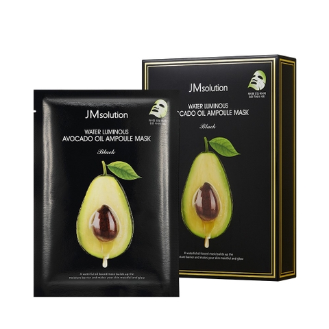 Mặt nạ siêu mỏng tinh chất bơ ngăn mất nước và phục hồi biểu bì da 35ml x 10 cái - JMsolution Water Luminous Avocado Oil Ampoule Mask - 제이엠솔루션 물광 아보카도 오일 앰플 마스크 블랙