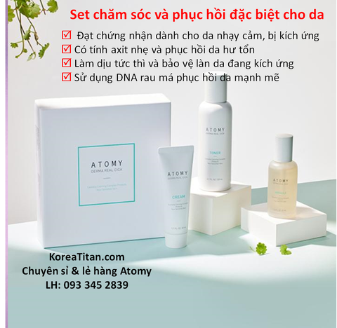 Combo 3 sản phẩm chuyên phục hồi da nhạy cảm, da bị dị ứng , da mỏng, mẫn đỏ -  Atomy Derma Real Cica -  애터미 더마 리얼 시카  - Атоми Центелла Набор