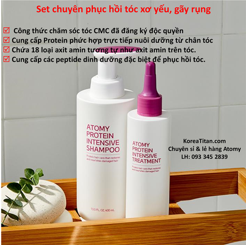 Bộ chăm sóc và phục hồi tóc hư tổn, xơ rối và gãy rụng chứa 45 loại Protein bổ sung trực tiếp cho tóc - 애터미 프로틴 헤어 리페어 세트 - Атоми Интенсивный набор по