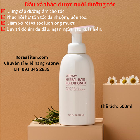 Dầu xả Thảo Dược đông y Hàn Quốc phục hồi hư tổn, tóc bóng mượt và cân bằng độ ẩm da đầu  500ml - Atomy Herbal Hair Conditioner - 애터미 한방 헤어 컨디셔너 - Атоми Хербал Кондиционер