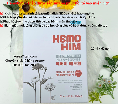 Combo 4 hộp HemoHIM kích thích và sản sinh tế bào miễn dịch NK, cytokine cùng các tế bào bạch cầu từ tuỷ sống  giúp phục hồi cơ thể suy nhược nhanh chóng  (20ml x 60 gói)– Atomy Hemohim Plus - 애터미 헤모힘 - Атоми ХемоХИМ