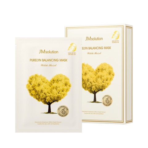 Mặt nạ vải làm dịu da với cây phỉ phục hồi lớp màng lipid và tăng cường chức năng bảo vệ của da 30ml x 10 cái -  JMsolution Purelyn Balancing Mask Witch Hazel -  제이엠솔루션 퓨어린 밸런싱 마스크