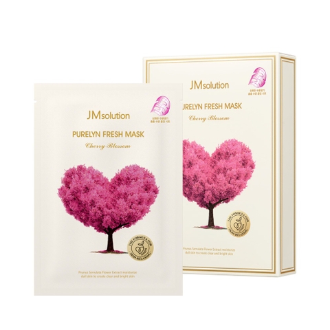 Mặt nạ vải dành cho  buổi tối với hoa anh đào  làm mới và làm đều màu một cách hoàn hảo, giảm khô và căng tức thì 30ml x 10 cái - JMsolution Purelyn Fresh Mask Cherry Blossom