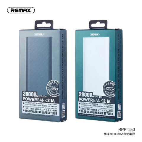 Pin dự phòng sạc nhanh Remax Bodi Series RPP-150 20000 mah 2xUSB 2.1A