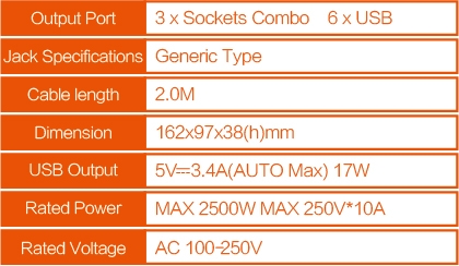 Ổ điện kèm 6 x USB 3.4A cao cấp tự động chỉnh dòng ra, phích cắm EU cho Việt Nam LDNIO SC3604 Đen 1.5m