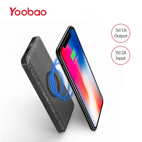 Sạc dự phòng không dây chính hãng YOOBAO W5 5000mAh cho iPhone X 8 Samsung S6 S7 S8 Qi phone