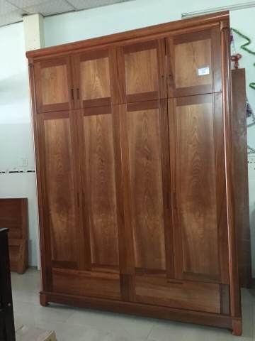 Thanh lý thu mua Bán Tủ Quần Áo Cũ Hải Phòng 613 Tủ quần áo cũ gỗ xoan đào 4 cánh 2 tầng- chợ đồ cũ hoàng quỳnh hải phòng - 0913040613