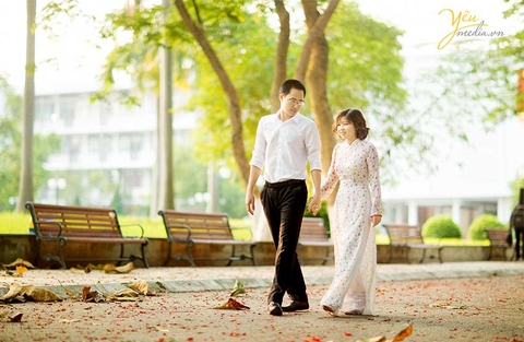 Ảnh cưới đẹp chụp tại đại học Bách Khoa và thảo nguyên hoa: Bá - Thanh