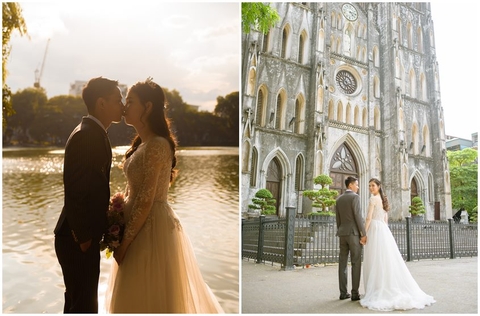 Album ảnh cưới đẹp chụp tại Nhà thờ lớn, các ngõ nhỏ đậm chất Hà Nội: cặp Chỉnh - Trang