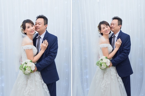 Chụp ảnh cưới album indoor trong studio của ảnh viện Yêu Media: cặp Hiển - Khuê
