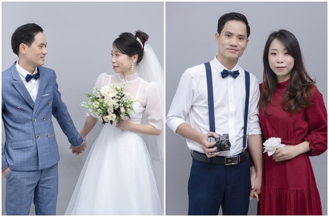 Bộ ảnh cưới đơn giản nhẹ nhàng trong studio Hà Nội: đôi Năng - Hòa