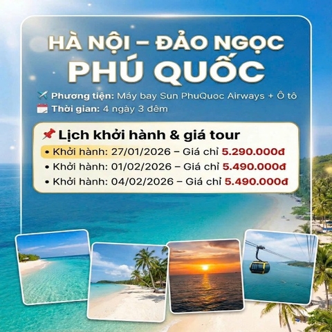 Tour Ghép Phú Quốc 4N3Đ | Khám Phá Đảo Ngọc – Sun PhuQuoc Airways