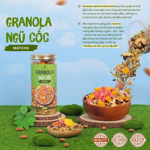NGŨ CỐC DINH DƯỠNG GRANOLA VỊ MATCHA ( hũ 500gr )