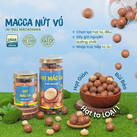 Hạt Macca Úc nứt vỏ (hũ 250gr)