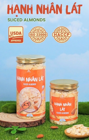 Hạt Hạnh nhân sống lát hũ 250gr