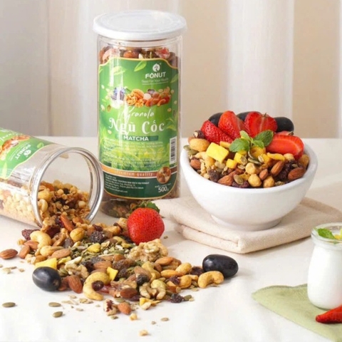 NGŨ CỐC DINH DƯỠNG GRANOLA VỊ MATCHA ( hũ 500gr )
