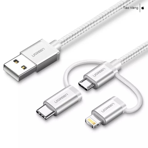 Cáp sạc, dữ liệu 3 trong 1 USB Micro/Type-C/Lightning dài 1,5M Ugreen 50203