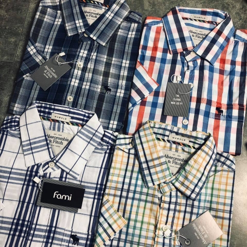 áo sơ mi sọc ngắn tay cotton