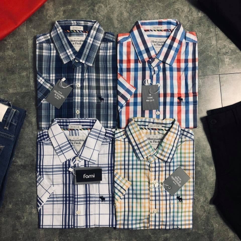 áo sơ mi sọc ngắn tay cotton