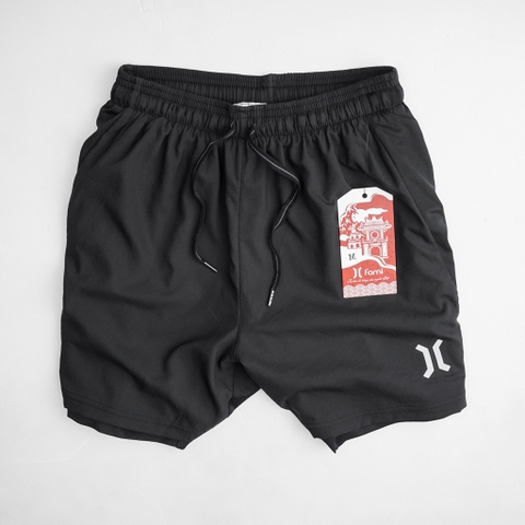 Quần đùi thể thao 2 lớp có lớp bó đùi chạy bộ cầu lông pickleball (có bigsize) - Màu kem