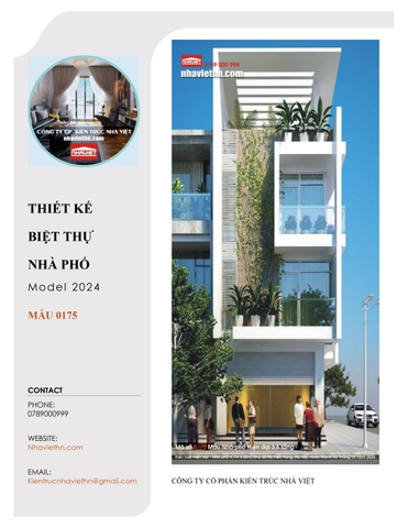 Mẫu Nhà phố 3,5 tầng - Kiến trúc Hiện Đại. (Mã số: 0175)