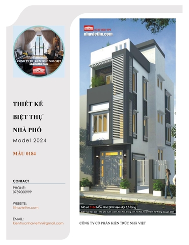 Mẫu Nhà phố 3,5 tầng - Kiến trúc Hiện Đại. (Mã số: 0184)