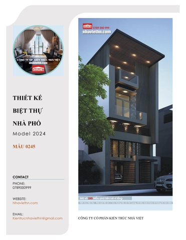 Mẫu Nhà phố 4 tầng - Kiến trúc Hiện Đại. (Mã số: 0245)