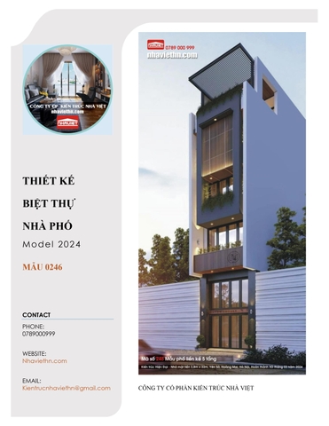 Mẫu Nhà phố 5 tầng - Kiến trúc Hiện Đại. (Mã số: 0246)