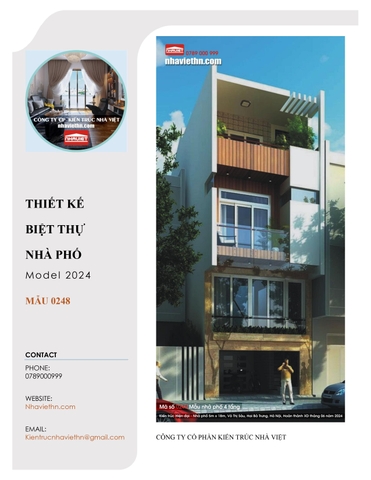 Mẫu Nhà phố 4 tầng - Kiến trúc Hiện Đại. (Mã số: 0248)