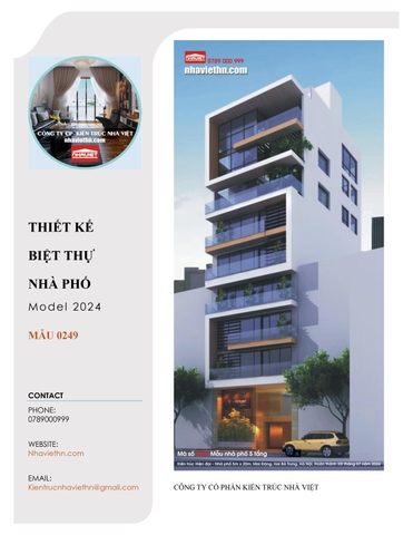 Mẫu Nhà phố 5 tầng - Kiến trúc Hiện Đại. (Mã số: 0249)
