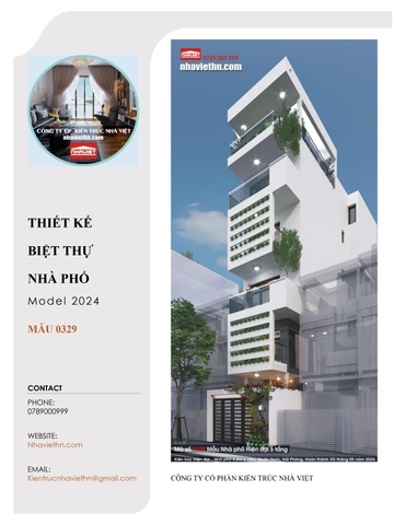 Mẫu nhà phố 5 tầng - Kiến trúc Hiện đại (Mã số: 0329)