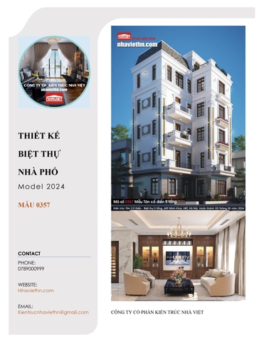 Mẫu Biệt thự 5 tầng - Kiến trúc Tân Cổ Điển (Mã số: 0357)