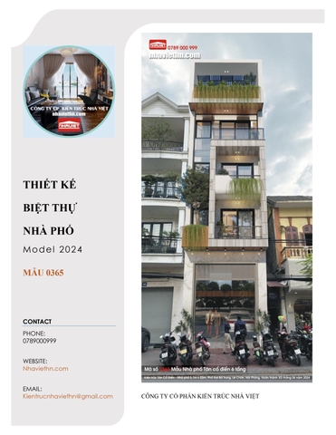 Mẫu nhà phố 6 tầng - Kiến trúc Hiện đại (Mã số: 0365)