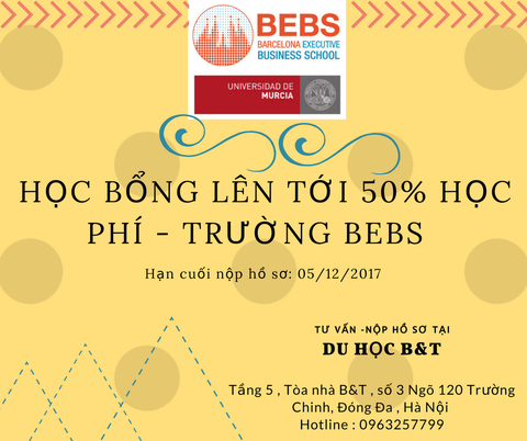 HỌC BỔNG LÊN TỚI 50 % HỌC PHÍ TRƯỜNG BEBS