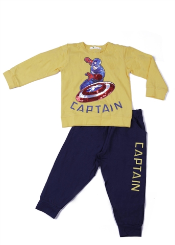 Bộ cotton bé trai Đội trưởng Mỹ tung khiên size 3-10T.X20