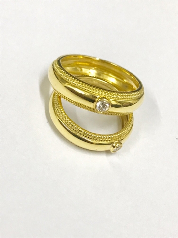 Nhẫn cưới vàng 18k gắn kim cương 3li và 2li5