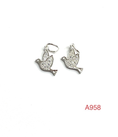 Charm chim bồ câu  đính đá A958